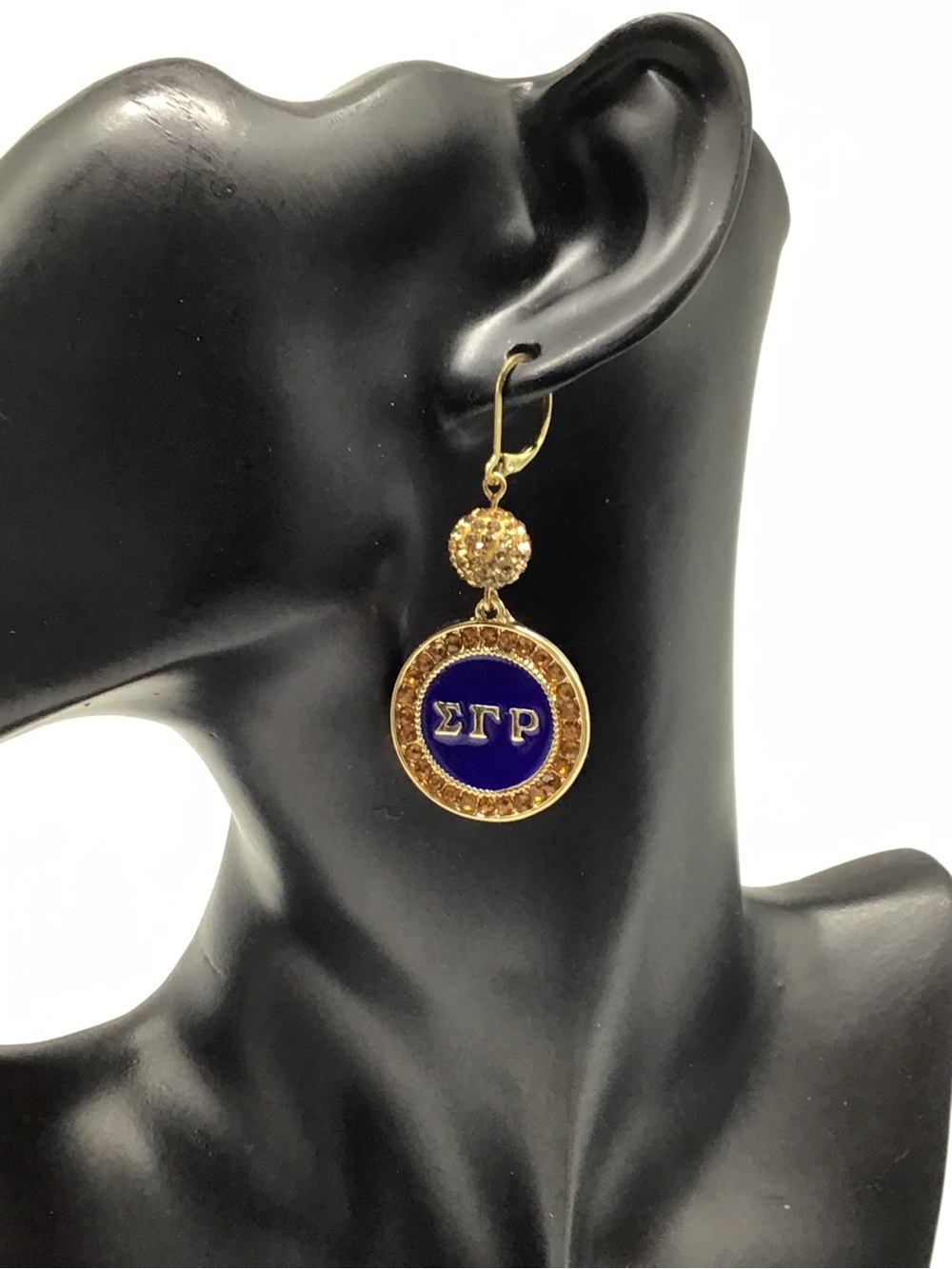 Sigma Gamma Rho Gold and Blue  Drop Earrings